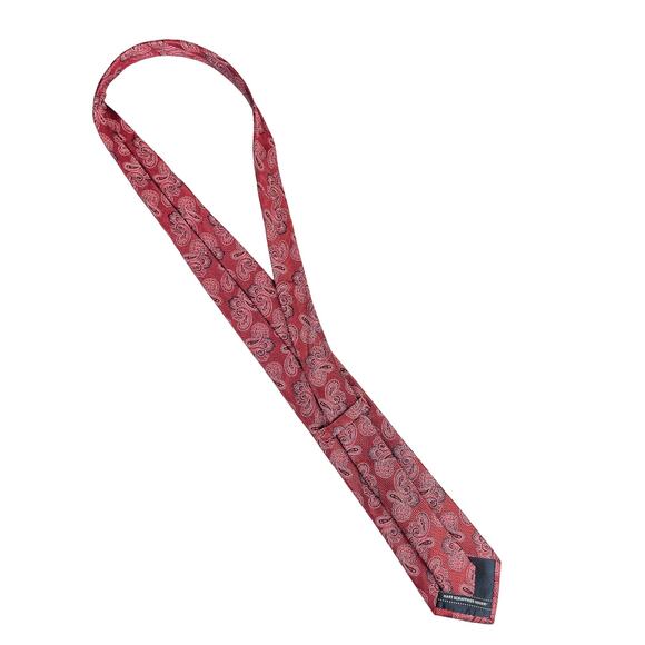 Hart Schaffner Marx Men’s Neck Tie Silk Red Paisley Pattern Print Made in USA - Picture 2 of 6